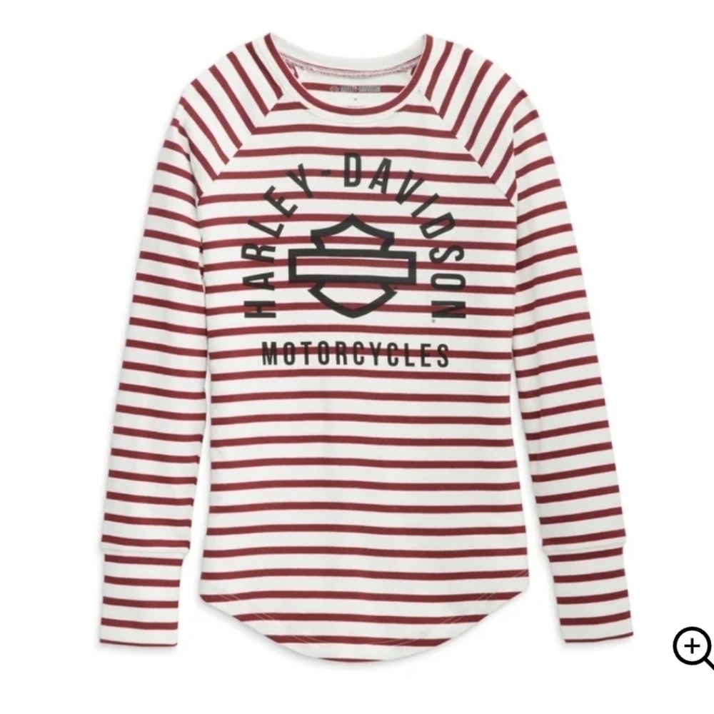 Harley-Davidson Women's Genuine Striped Long Sleeve Tee YD Stripe- Tibetan Red